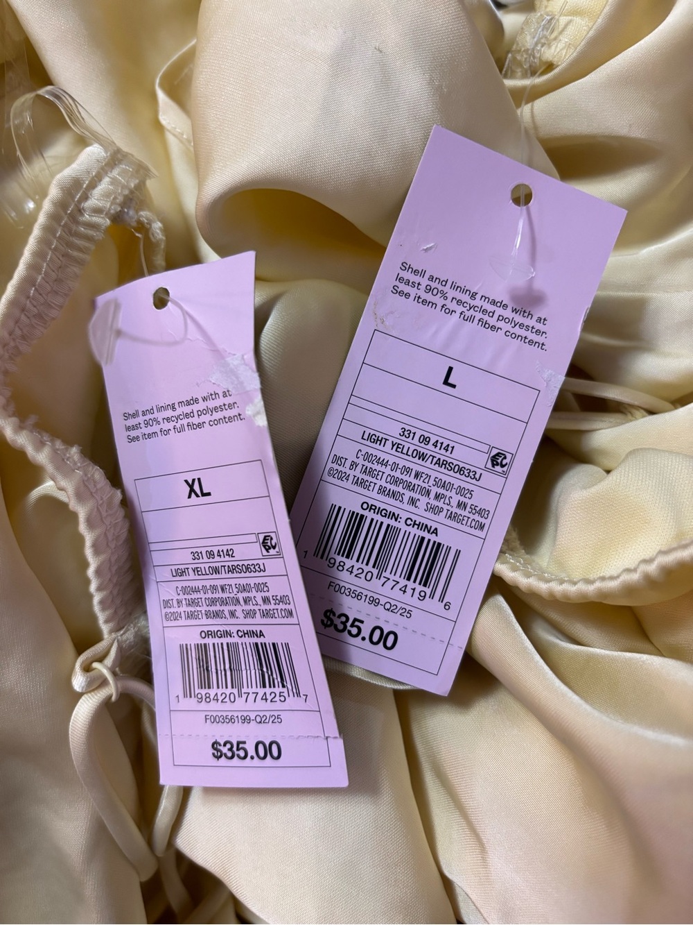 NWT Satin Midi Dress Light Yellow Slip Dress Asymmetrical Hem - Picture 2 of 8